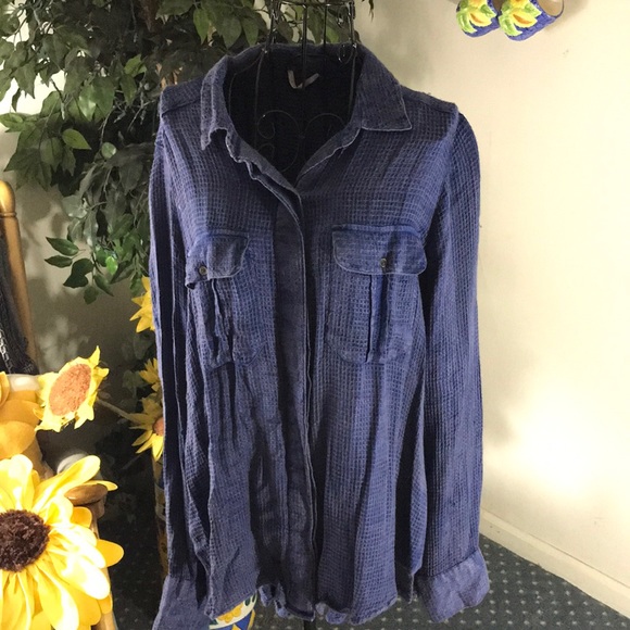 FREE PEOPLE HIGH LOW BUTTON UP SHIRT - Picture 2 of 4